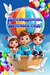 Купить Баннер До свидания, детскмй сад! с детьми на воздушком шаре в России от 740.00 ₽