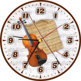 Купить Часы для кабинета музыки со скрипкой и нотами 250*250 мм в России от 1303.00 ₽