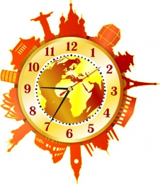 Купить Часы настенные кварцевые Достопримечательности мира  в золотистых тонах 330*370 мм в России от 1470.00 ₽