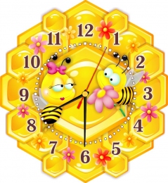 Купить Часы с пчелками в сотах 270*300 мм в России от 1368.00 ₽