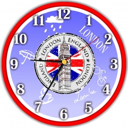 Купить Часы в кабинет английского языка в сине-красных тонах 250*250 мм в России от 1284.00 ₽