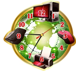 Купить Часы в кабинет информатики в зелено-крсных тонах 280*280 мм в России от 1387.00 ₽