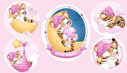 Купить Наклейки декоративные Тигрята в розовых тонах 2000*1150 мм в России от 5980.00 ₽