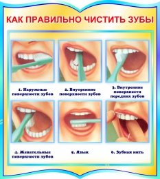 Купить Стенд фигурный Как правильно чистить зубы в бирюзовых тонах 270*300мм в России от 411.00 ₽