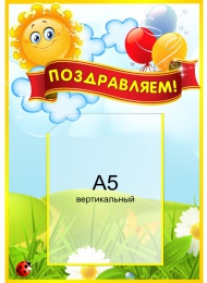 Купить Стенд информационный Поздравляем! группа Солнышко карман А5  280*400мм в России от 639.00 ₽