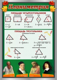 Купить Стенд Планиметрия для кабинета математики в зелёных тонах 700*1000 мм в России от 3451.00 ₽