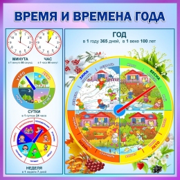 Купить Стенд Время и времена года в фиолетовых тонах 570*570 мм в России от 1638.00 ₽