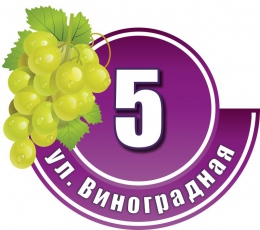 Купить Табличка Номер дома и название улицы в фиолетовых тонах с зеленым виноградом 440х380 мм в России от 849.00 ₽