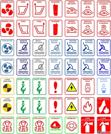 Наклейки безопасности на борт яхты