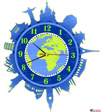 Часы настенные кварцевые Достопримечательности мира 350*360 мм