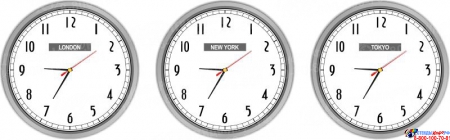 Часы настенные кварцевые Нью-Йорк, Лондон, Токио 3 шт. 360*360 мм