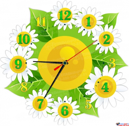 Часы настенные кварцевые в стиле группы Ромашка и Цветочек 270*270 мм