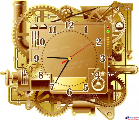 Часы настенные кварцевые в стиле Стимпанк для кабинета физики 410*350 мм