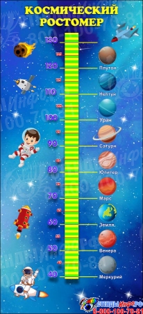 Ростомер на тему космоса в синих тонах  550*1200 мм