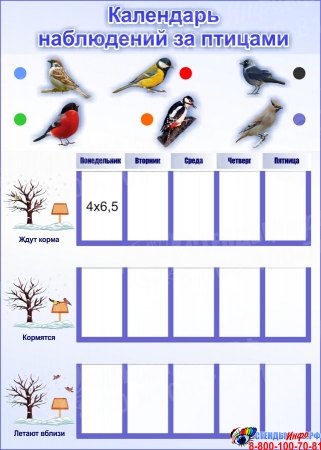 Стенд Календарь наблюдений за птицами 300*420 мм