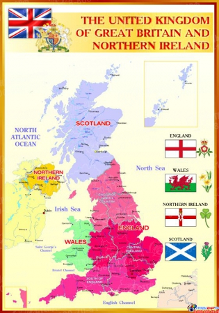 Стенд Карта Великобритании для кабинета английского языка 700*1000мм