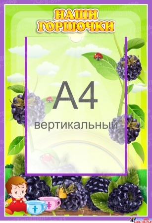 Стенд Наши горшочки для группы Ежевичка с карманом А4 335*485 мм