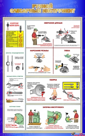 Стенд Ручной слесарный инструмент №2 в синих тонах 500*800 мм