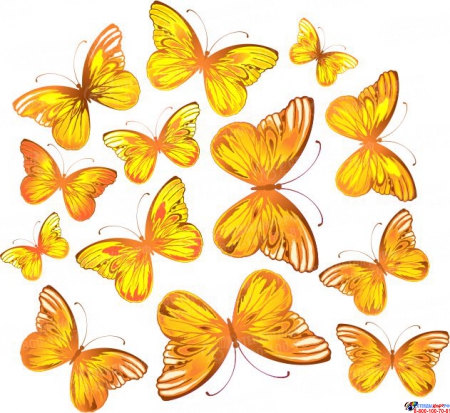 Фигурный элемент Бабочки оранжевые 13шт. 550*510 мм Изображение #1