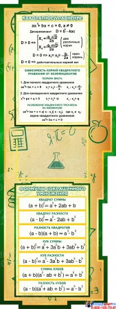 Стенд в кабинет Математики Математика вокруг нас с формулами в золотисто-зелёных тонах  2506*957мм Изображение #2