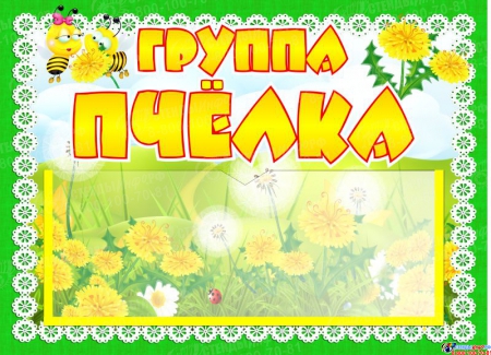 Табличка для группы Пчёлка с карманом для имен воспитателей 220*160 мм