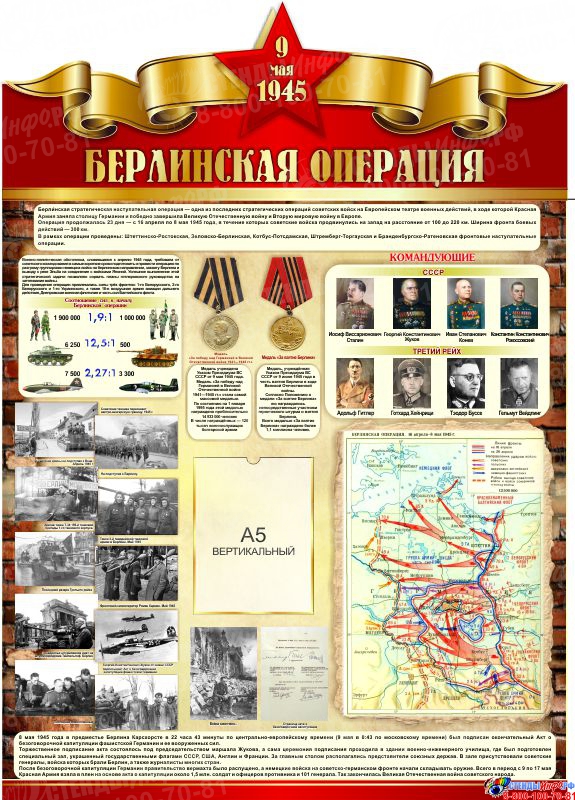 Купить Стенд Берлинская наступательная операция ВОВ размер 790*1100 мм ? с доставкой по Беларуси | интернет-магазин СтендыИнфо.РФ